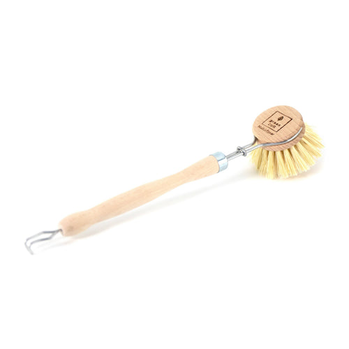 Spuelbuerste aus Holz liegend von vorne/oben