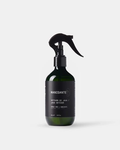 Manisante Java Vetiver Raumspray in dunkler Flasche, Frontansicht