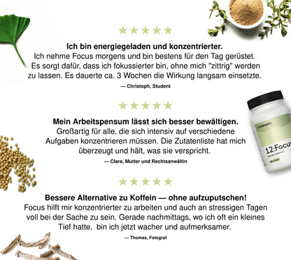 Erfrahungsberichte schriftlich auf weißem Hintergrund mit natürlichen Zutaten drumherum 