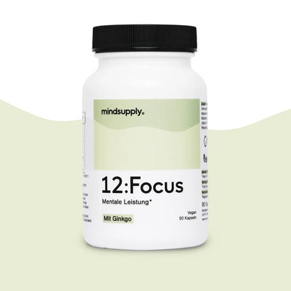Focus supplement dose in grün mit Beschriftung in grün vor grün weißen Hintergrund